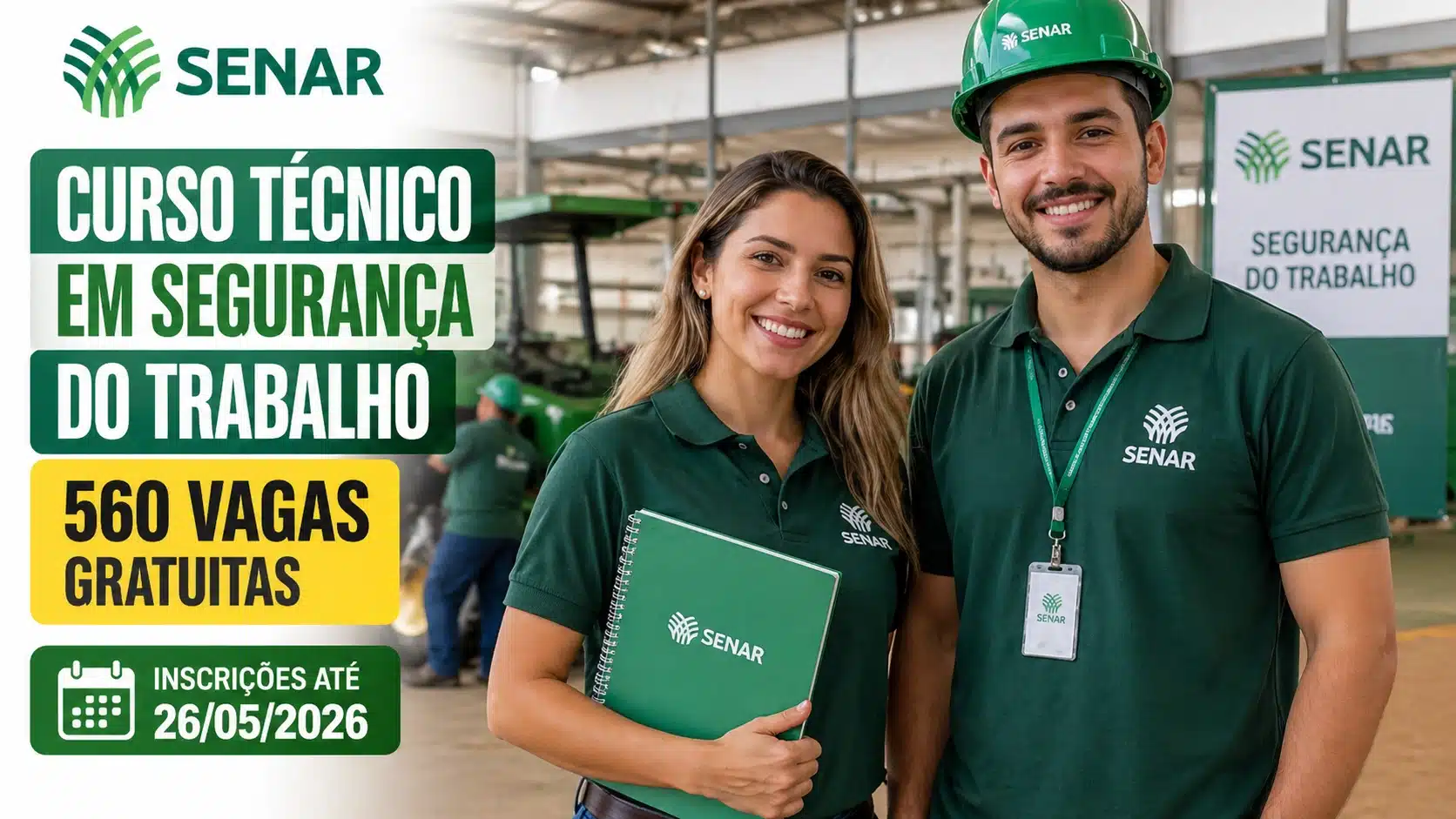 SENAR abre 560 vagas em curso gratuito Técnico em Segurança do Trabalho