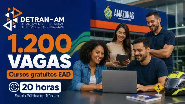 DETRAN-AM abre 1200 vagas em cursos gratuitos EAD da Escola Pública de Trânsito