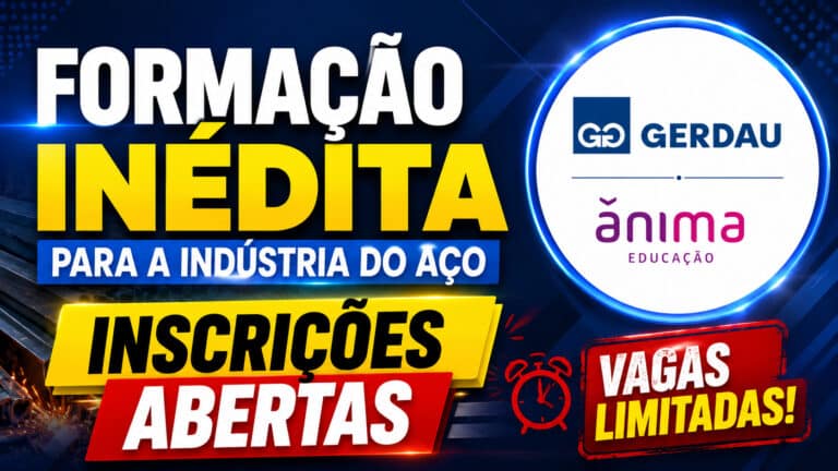 Gerdau e Ânima Educação lançam curso superior inédito com 30 vagas gratuitas e oportunidade de qualificação para a indústria do aço em Minas Gerais