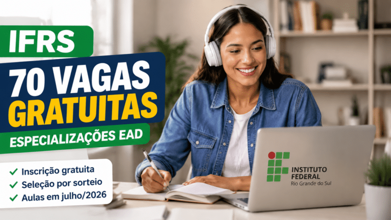 IFRS abre cursos de especialização EAD com 70 vagas gratuitas em Docência da Educação Profissional e Tecnológica e Desenvolvimento e Inovação