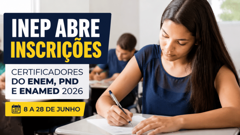 Inep abre inscrições para vagas de Certificadores do Enem, da PND e do Enamed com pagamento diário