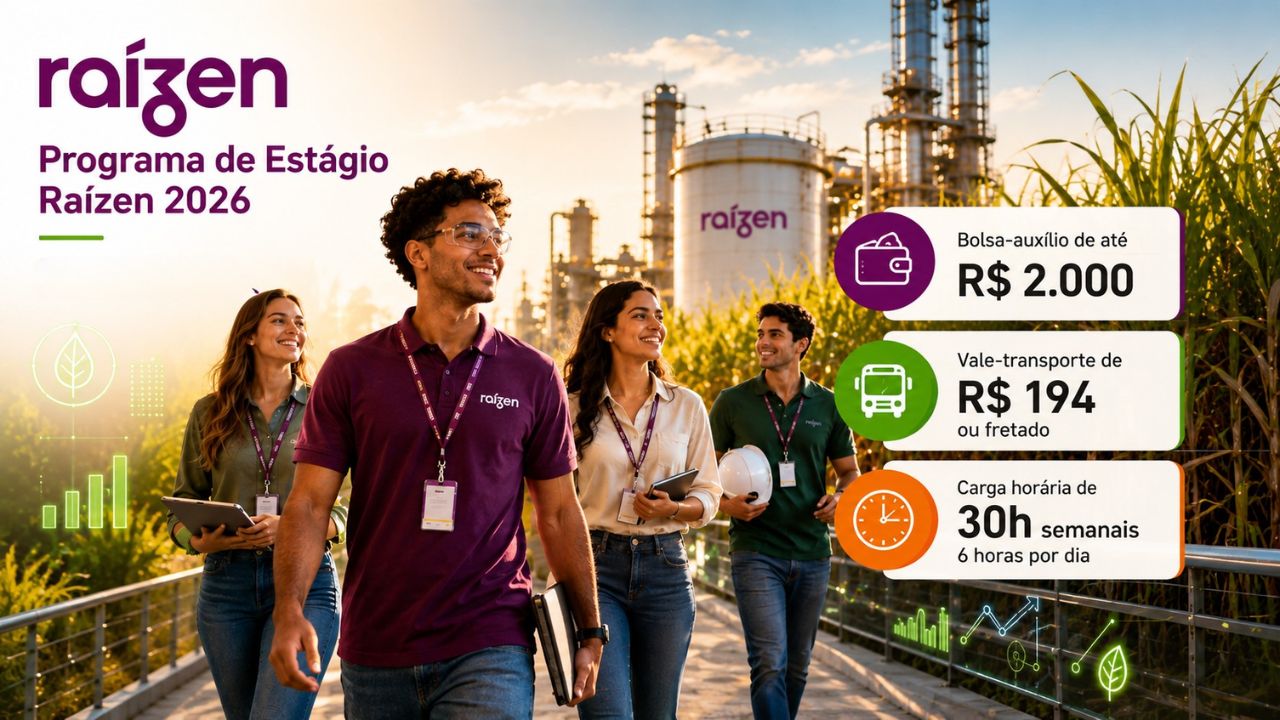 Raízen abre inscrições para programa de estágio com bolsa de R$ 2.000 e oportunidades em 11 estados, ideal para universitários em busca de carreira promissora