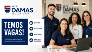 Rede Damas Educacional divulga 32 vagas de emprego e oportunidades em diferentes cidades para efetivos e mais