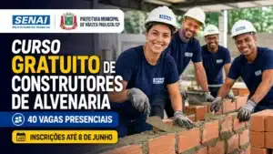 Senai e Prefeitura abrem curso gratuito de construtores de alvenaria