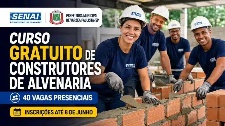 Senai e Prefeitura abrem curso gratuito de construtores de alvenaria