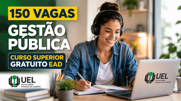 UEL abre 150 vagas em curso gratuito de ensino superior em Gestão Pública EAD com inscrições até junho