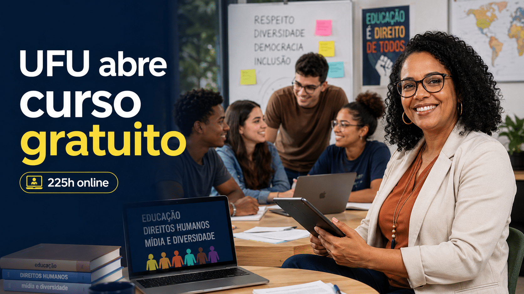 UFU abre curso gratuito online de 225 horas em práticas em Direitos Humanos