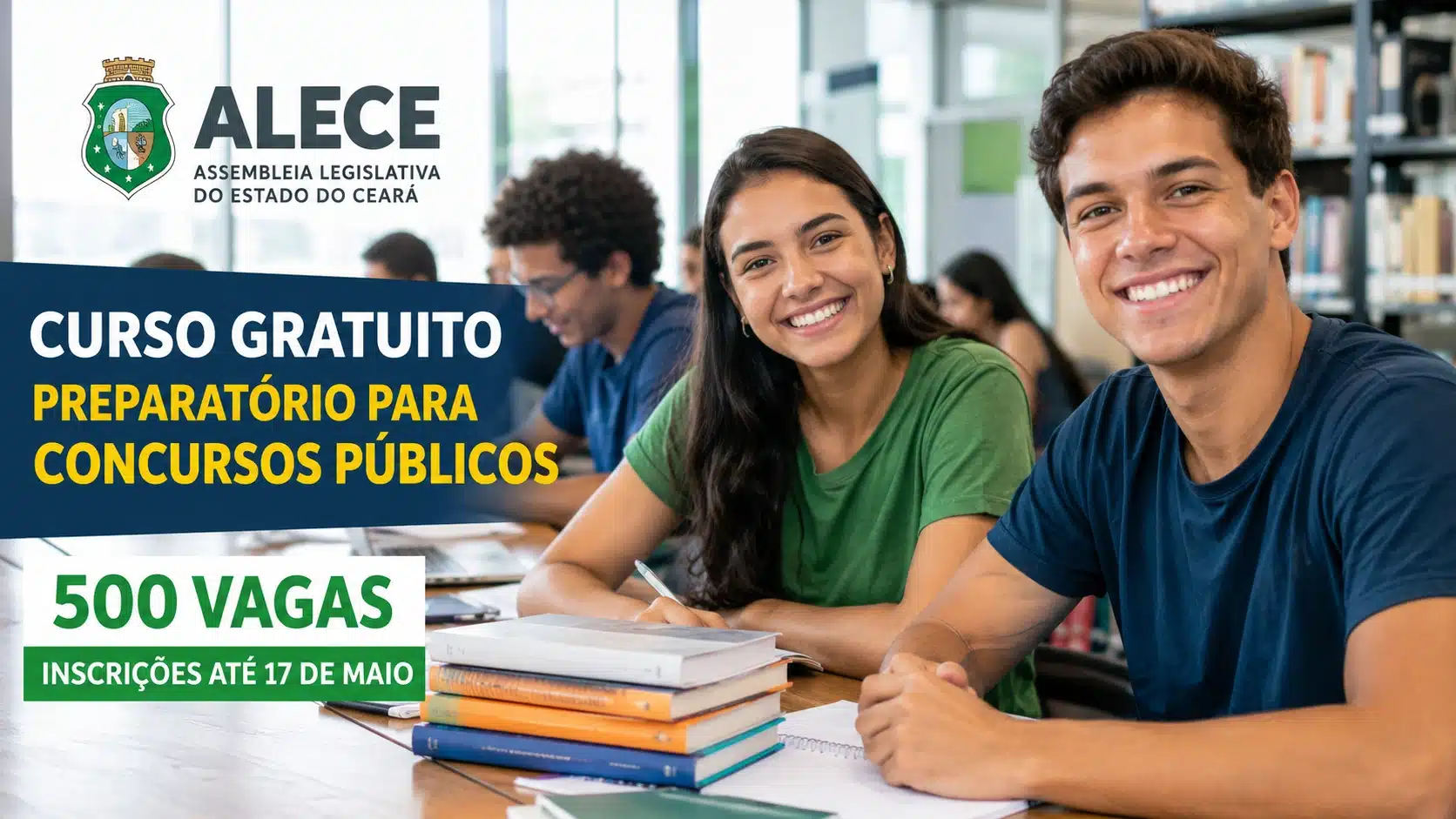 ALECE abre mais 200 vagas em curso gratuito preparatório para concursos públicos
