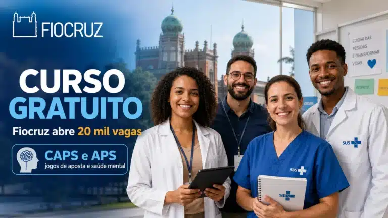 Fiocruz oferece curso gratuito sobre jogos de aposta e saúde mental com 20 mil vagas disponíveis