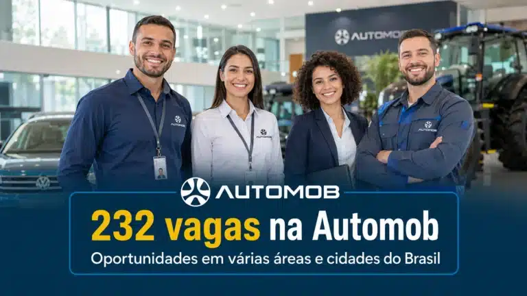 Automob é o grupo que gerou a primeira Concessionária Volkswagen e divulga 232 vagas de emprego com oportunidades em diferentes áreas pelo Brasil
