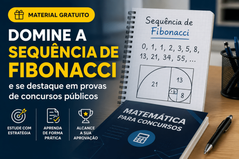 Imagem sobre material gratuito para aprender sequência de Fibonacci e melhorar o desempenho em provas de concursos públicos.