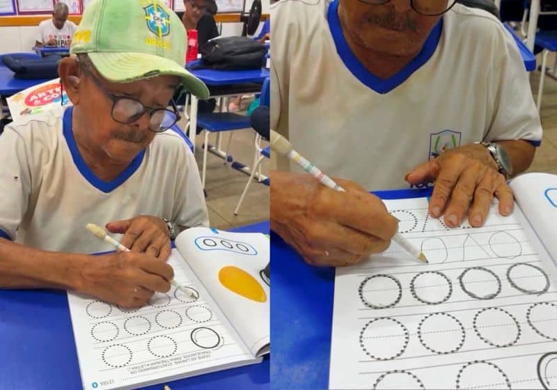 Idoso do EJA emociona ao aprender a escrever e revela que nunca é tarde para estudar e mudar de vida