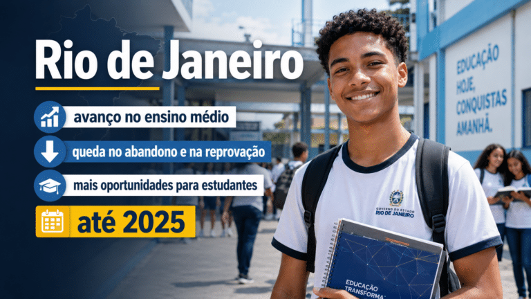 Avanço no ensino médio no Rio de Janeiro garante mais oportunidades para estudantes com queda no abandono e reprovação escolar até 2025