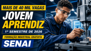 SENAI prevê mais de 40 mil vagas para jovens aprendizes no primeiro semestre de 2026 em todos os estados brasileiros, com formações gratuitas e atuação em áreas industriais
