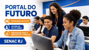 Senac RJ abre inscrições para o Portal do Futuro, programa gratuito que prepara jovens de 16 a 21 anos de baixa renda para o mercado de trabalho e a vivência profissional