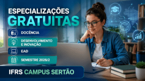 IFRS Campus Sertão abre seleção para especializações gratuitas em Docência da Educação Profissional e Tecnológica e em Desenvolvimento e Inovação, na modalidade EaD, para o semestre 2026/2