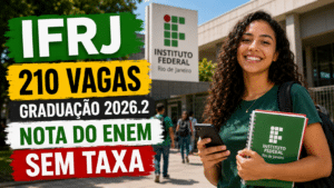 IFRJ abre 210 vagas em cursos de graduação para 2026.2 com seleção por nota do Enem, sem taxa de inscrição e matrícula em julho