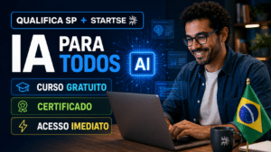 Qualifica SP e StartSe abrem inscrições para o curso gratuito IA para Todos, com certificado e acesso imediato em formação online assíncrona
