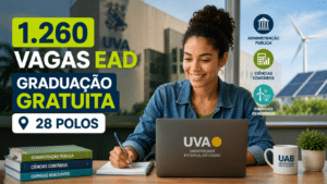 UVA abre 1.260 vagas em graduação EaD gratuita pelo programa UAB em 28 polos para Administração Pública, Ciências Contábeis e Energias Renováveis