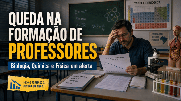Instituto revela queda alarmante na formação de professores de biologia, química e física e aponta risco para a educação básica no Brasil