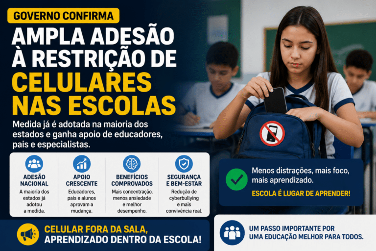 Governo confirma ampla adesão à restrição de celulares nas escolas