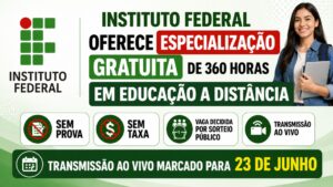 Instituto Federal de São Paulo libera 200 vagas em especialização gratuita em Educação a Distância com seleção por sorteio e sem taxa de inscrição, oportunidade imperdível para quem busca qualificação profissional