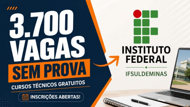 Instituto Federal do Sul de Minas libera 3.700 vagas em cursos técnicos EAD gratuitos e garante oportunidade de qualificação profissional sem prova, apenas por sorteio eletrônico
