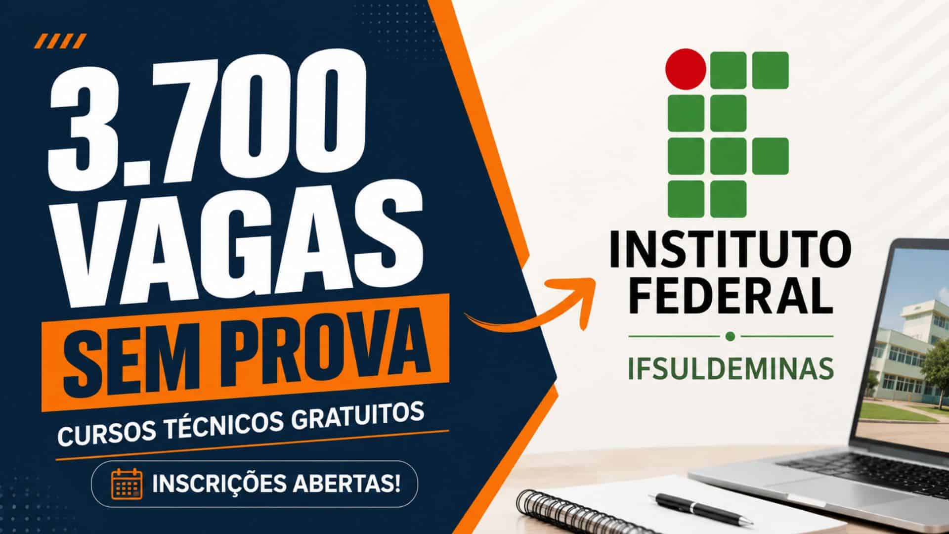 Instituto Federal do Sul de Minas libera 3.700 vagas em cursos técnicos EAD gratuitos e garante oportunidade de qualificação profissional sem prova, apenas por sorteio eletrônico