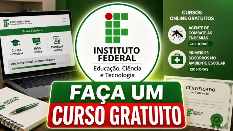 Instituto Federal libera 4 mil vagas em cursos gratuitos online com certificado e oportunidade de capacitação em saúde pública e primeiros socorros