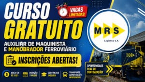 MRS abre inscrições para curso gratuito de auxiliar de maquinista com bolsa de R$ 1.621 e formação em uma das maiores operadoras ferroviárias do Brasil