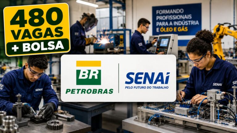 Petrobras e SENAI abrem 480 vagas em cursos técnicos gratuitos com bolsa de até R$ 858 e apoio financeiro para quem busca qualificação nas áreas de Mecânica, Soldagem, Metalurgia e Automação Industrial