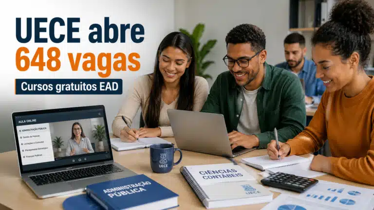 UECE abre 648 vagas em cursos gratuitos EAD de Administração Pública e Ciências Contábeis