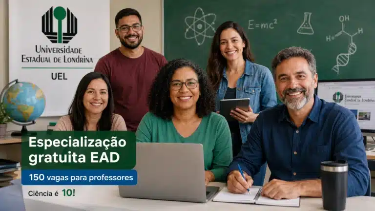 UEL abre 150 vagas em especialização gratuita EAD para professores no curso Ciência é 10