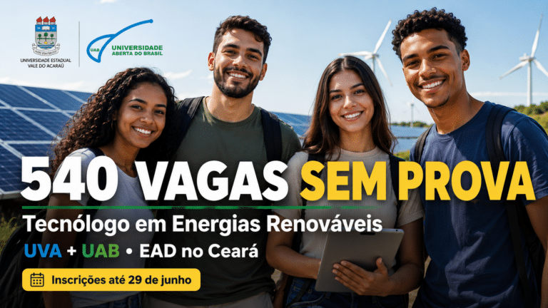 UVA e UAB oferecem 540 vagas sem prova para curso gratuito de graduação em Energias Renováveis EAD