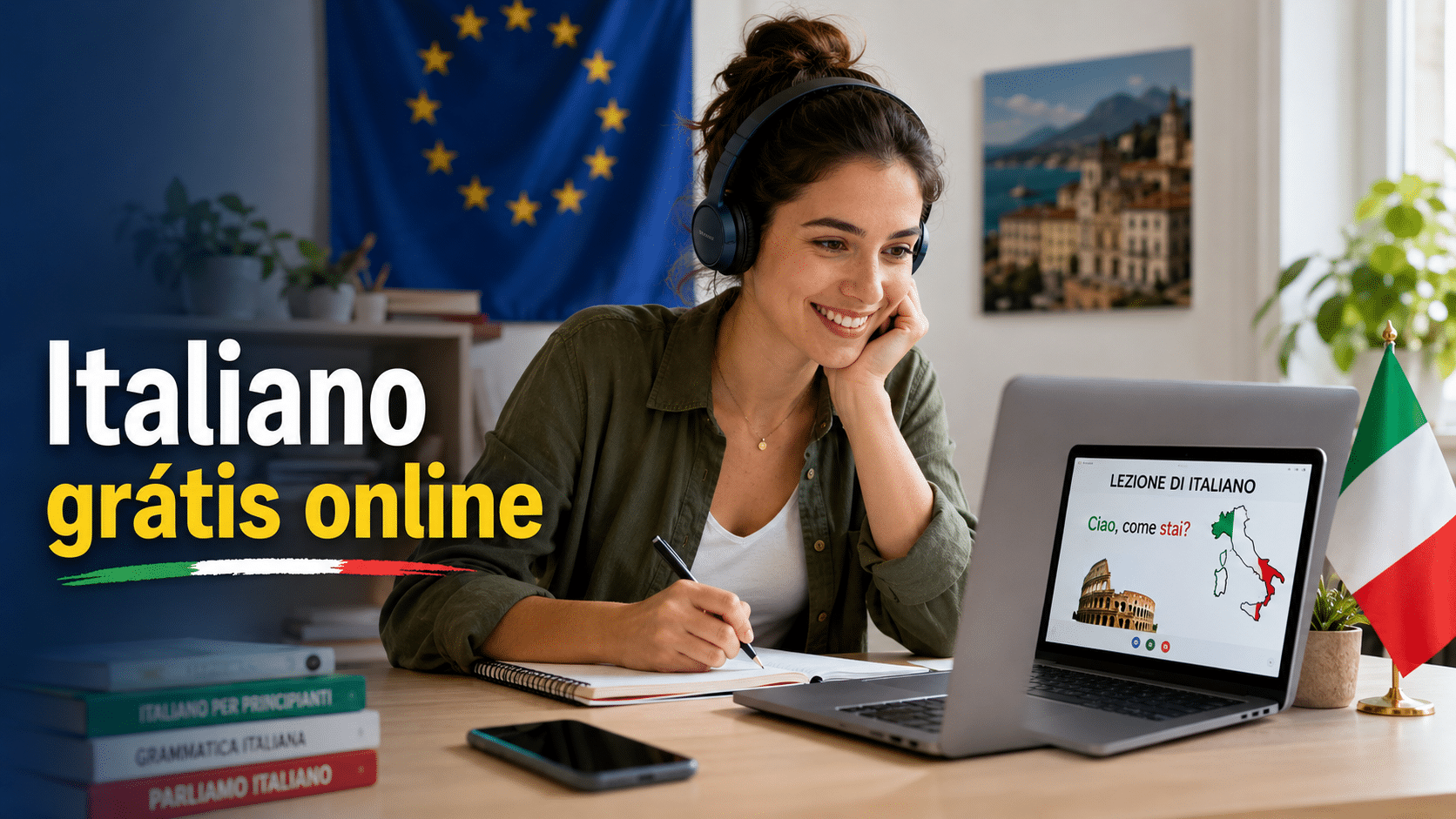 União Europeia abre curso gratuito de italiano online para iniciantes com acesso para níveis A1 e A2 e estudo sem horários fixos