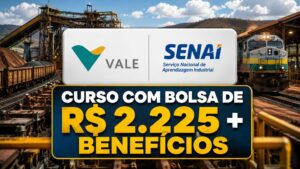Vale e Senai abrem inscrições para cursos gratuitos com salário de até R$ 2.225 e contrato CLT, transformando carreiras na mineração e logística
