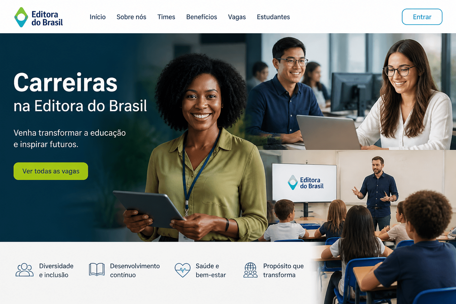 Imagem editorial sobre Cogna reúne 80 vagas, banco de talentos e oportunidades afirmativas em educação, tecnologia, estágio e jovem aprendiz em várias