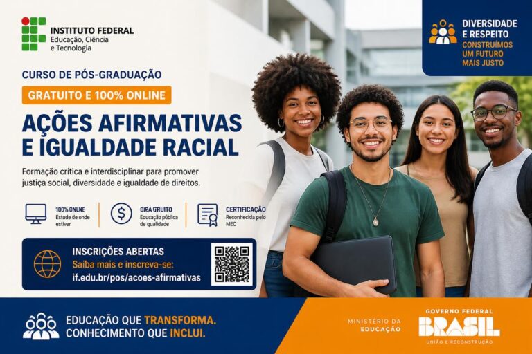 Imagem editorial sobre Fundaj abre 50 vagas em especialização gratuita sobre ações afirmativas e igualdade racial na modalidade EaD; inscrições vão até 18