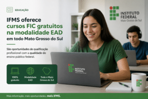 Imagem editorial sobre IFMS abre processo seletivo com cursos FIC EAD gratuitos para o 2º semestre de 2026; inscrições vão até 2 de julho e seleção será