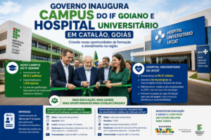 Presidente Lula participa da inauguração do novo campus do IF Goiano e do Hospital Universitário da UFCAT em Catalão, ampliando o acesso à educação profissional e aos serviços de saúde em Goiás.