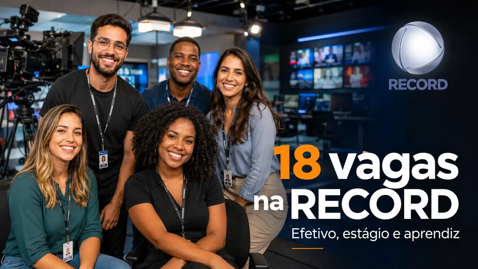 RECORD lista 18 vagas de emprego em TV com oportunidades efetivas