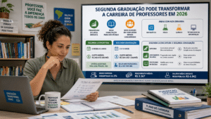 Professora analisa plano de carreira e opções de segunda graduação para ampliar oportunidades profissionais em 2026.