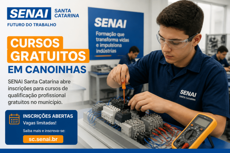Imagem editorial sobre SENAI SC abre 10 vagas gratuitas em Canoinhas para o curso de Manutenção Elétrica Residencial; inscrições começam em 17 de junho e
