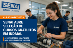 Imagem editorial sobre SENAI SC abre 5 vagas gratuitas em Indaial para o curso Liderança e Comprometimento; inscrições vão de 17 a 26 de junho de 2026 em