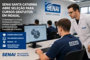 Imagem editorial sobre SENAI SC abre 8 vagas gratuitas em Indaial para o curso Solidworks Básico; inscrições começam em 17 de junho e seleção será por