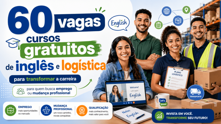 60 vagas para cursos gratuitos de inglês e logística para transformar a carreira de quem busca emprego ou mudança profissional