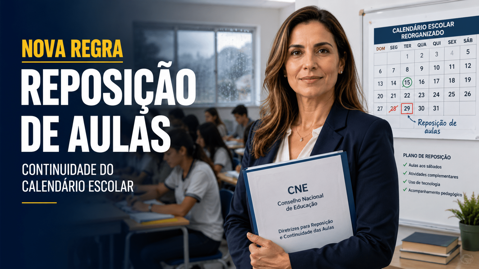 CNE anuncia nova regra que garante reposição de aulas e continuidade do calendário escolar em situações de crise e pode transformar a educação no país