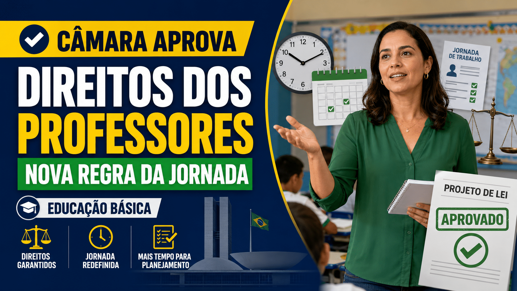 Câmara aprova medida que garante direitos dos professores e redefine cálculo da jornada de trabalho na educação básica