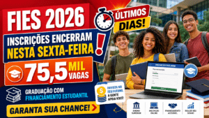 Inscrições para o Fies 2026 encerram nesta sexta-feira e garantem acesso a 75,5 mil vagas em cursos de graduação com financiamento estudantil gratuito