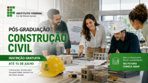 IFSULDEMINAS abre 22 vagas remanescentes para pós-graduação presencial em Construção Civil com inscrição gratuita até 15 de julho